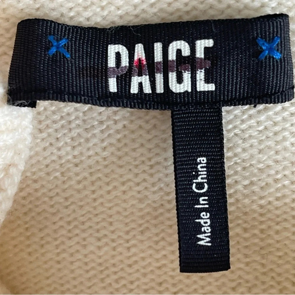 Paige Raundi Wool Blend Knit Cold Shoulder  Turtleneck Sweater Ivory Size Large - Picture 8 of 10